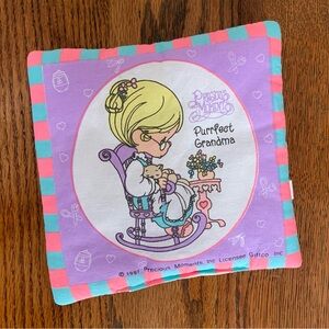 Vintage Precious Moments—Purrfect Grandma Cotton Square Pillow (1997) RARE HTF